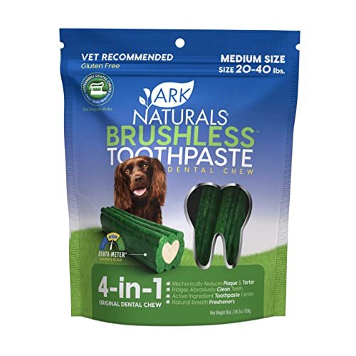 Ark Naturals Brushless Toothpaste, Dog Dental Chews for Large Breeds, Freshens Breath, Helps Reduce Plaque & Tartar, 18Oz, 1 Pack