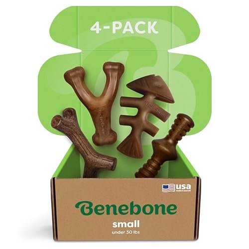 Benebone Medium 4-Pack Dog Chew Toys for Aggressive Chewers, Made in Usa, 60Lbs And Under