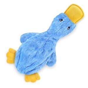 Best Pet Supplies Crinkle Dog Toy for Small, Medium, And Large Breeds, Cute No Stuffing Duck With Soft Squeaker, Fun for Indoor Puppies And Senior Pups, Plush No Mess Chew And Play - Yellow