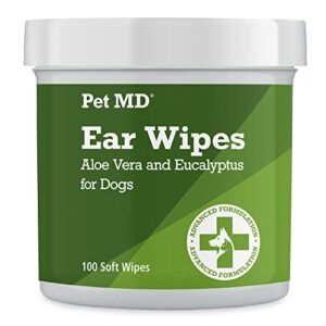 Dog Ear Cleaner Finger Wipes - Gently Remove Ear Wax & Debris, Relieve Ear Itching & Inflammation - Soothing Cleansing Deodorizing Ear Care Wipes for Cat And Dog (50 Pcs, Unscented)