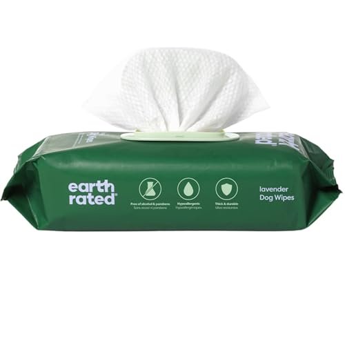 Earth Rated Hypoallergenic Dog Wipes, Cleaning And Odor-Controlling Grooming for Paws, Body, And Butt, Perfect for Puppy And Adult Dogs, Lavender Scent, 100 Count