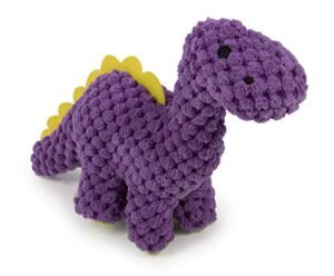 Godog Checkers Just for Me Dinos Bruto Squeaky Plush Dog Toy, Chew Guard Technology - Purple, Mini