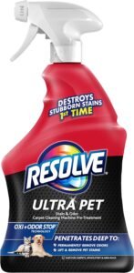 Resolve Ultra Pet Odor and Stain Remover Spray – Carpet Cleaner for Cat and Dog Urine and Poop, 32oz