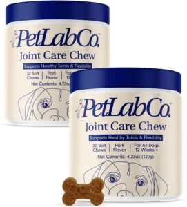 PetLab Co. Joint Care Chews - High Levels of Glucosamine for Dogs, Green Lipped Mussels, Omega 3 and Turmeric - Dog Hip and Joint Supplement to Actively Support Mobility (Value 2 Pack)