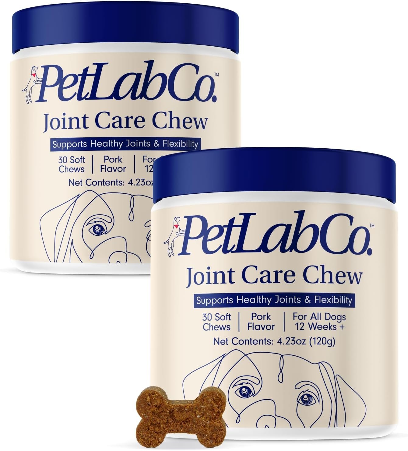 PetLab Co. Joint Care Chews - High Levels of Glucosamine for Dogs, Green Lipped Mussels, Omega 3 and Turmeric - Dog Hip and Joint Supplement to Actively Support Mobility (Value 2 Pack)