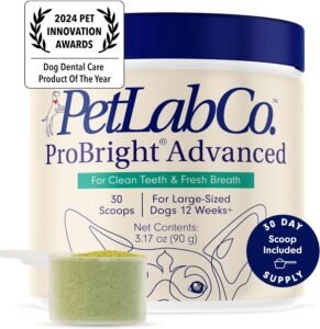 PetLab Co. ProBright Advanced Dental Powder - Dog Breath Freshener - Teeth Cleaning Made Easy – Targets Tartar & Bad Breath - Formulated for Large Dogs