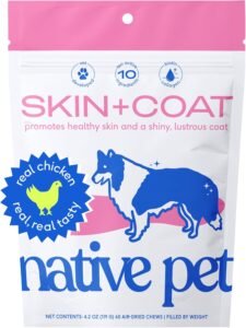 Native Pet Omega Skin and Coat Chews for Dogs - Dog Skin and Coat Supplement for Healthy, Shiny Fur, Reduce Shedding and Dry Spots - Made with Omega 3 Fish Oil and Wild-Caught Salmon Oil - 60 Chews