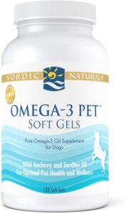 Nordic Naturals Omega-3 Pet, Unflavored - 120 Soft Gels - 330 mg Omega-3 Per Soft Gel - Fish Oil for Dogs with EPA & DHA - Promotes Heart, Skin, Coat, & Immune Health