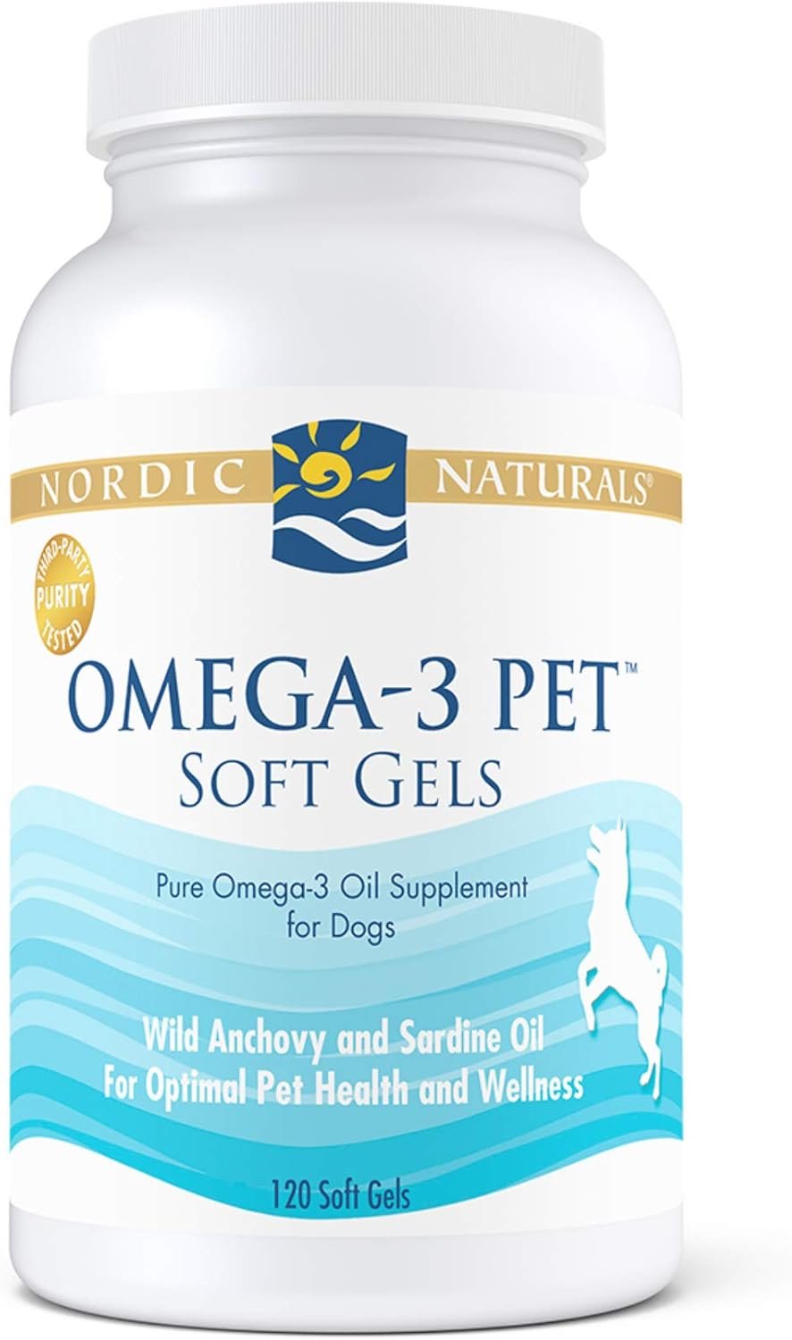 Nordic Naturals Omega-3 Pet, Unflavored - 120 Soft Gels - 330 mg Omega-3 Per Soft Gel - Fish Oil for Dogs with EPA & DHA - Promotes Heart, Skin, Coat, & Immune Health