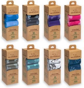 Best Pet Supplies Dog Poop Bags (4 x 150 Bags) for Waste Refuse Cleanup, Doggy Roll Replacements for Outdoor Puppy Walking and Travel, Leak Proof and Tear Resistant, Thick Plastic - Assorted Colors