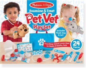 Melissa & Doug Examine and Treat Pet Vet Play Set (24 pcs) - Kids Veterinary Play Set, Veterinarian Kit For Kids, STEAM Toy, Pretend Play Doctor Set For Kids Ages 3+