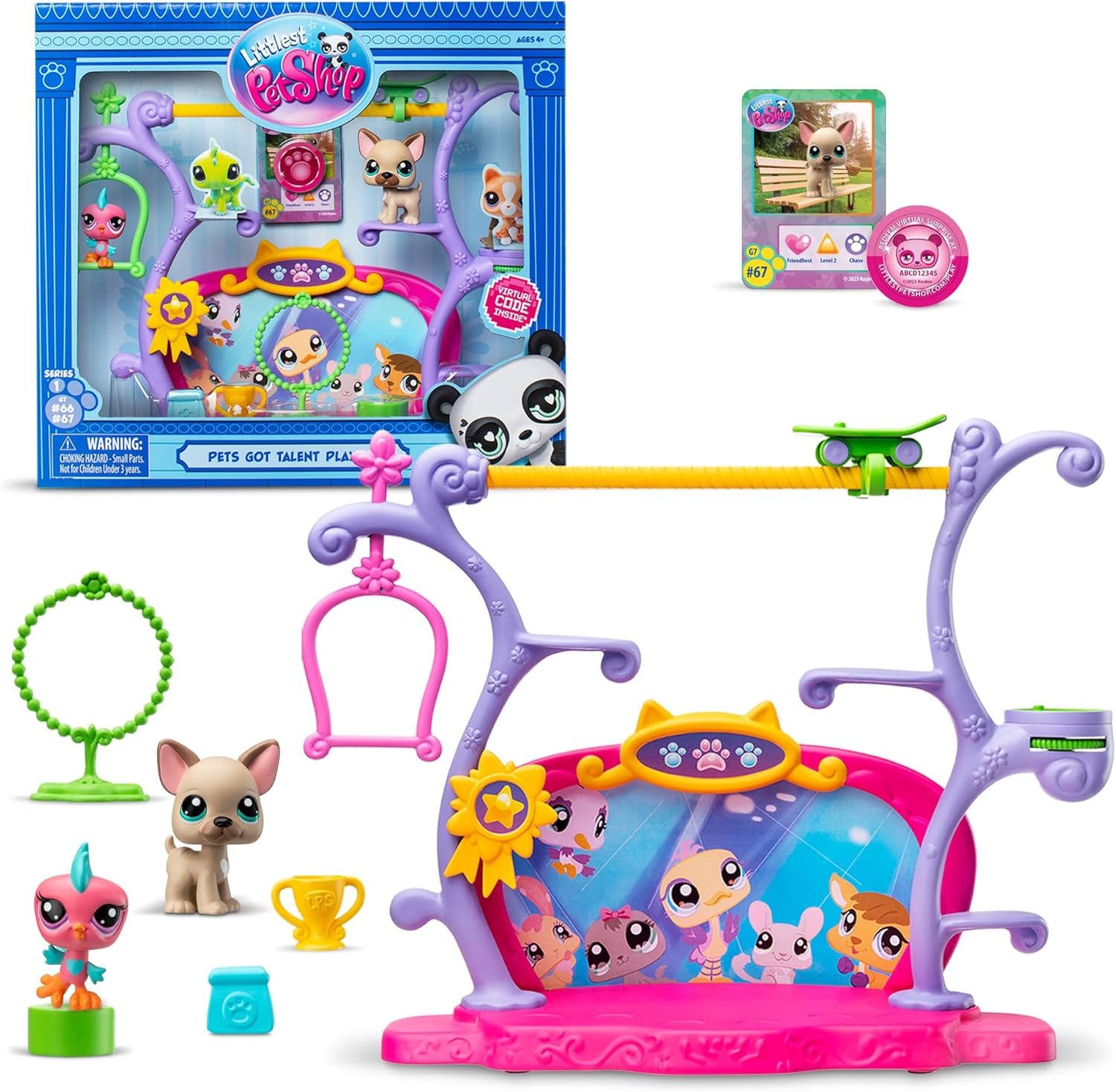 Littlest Pet Shop, Pets Got Talent Play Set - Gen 7, Pets #67 & #66, Authentic LPS Bobble Head Figure, Collectible Imagination Toy Animal, Kidults, Girls, Boys, Kids, Tweens Ages 4+