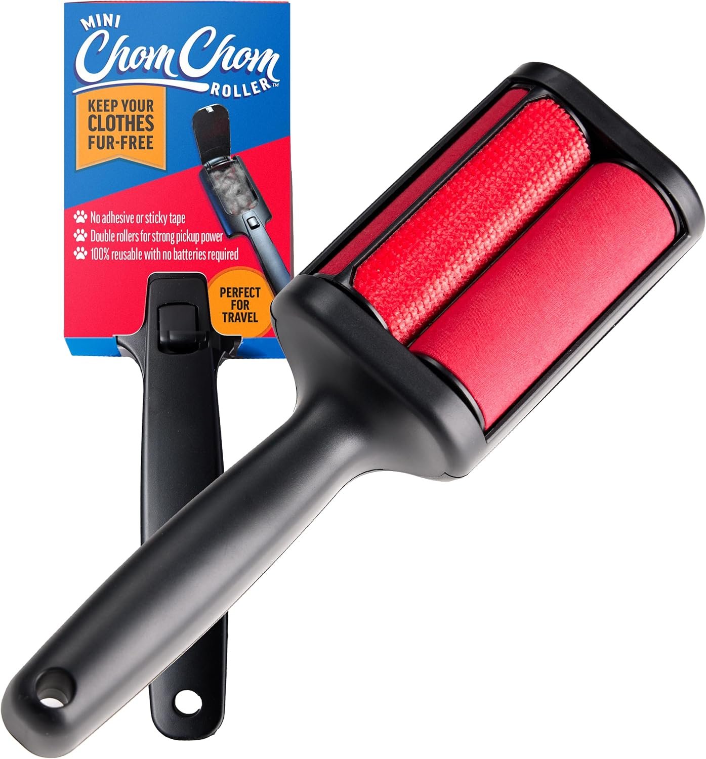 ChomChom Roller Mini for Pet Hair - Mini ChomChom Lint Roller Pet Hair Removal Tool for Clothes, Couches and Cars - Dog Hair Remover and Lint Remover for Clothes - Reusable Lint Roller for Cat Hair