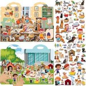Pet Shop 3D Puffy Activity Book - 100 Reusable Stickers for Kids Ages 4+ - Puppy & Dog Themed Stickers - Removable, Perfect for Gifts & Toys