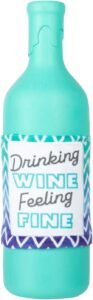 Fringe Studio "Drinking Wine, Feeling FINE Rubber Dog Toy with Plush Exterior, Pet Shop Collection (519023)