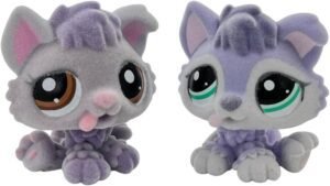 2pcs/Pack Custom Flocked Pet Shop Toy Fuzzy Animal Figure Short Hair Cat Dog Collie Dachshund Great dane Cocker Spaniel (#1752 and #1810)