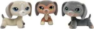 3pcs/Set Custom Flocked Pet Shop Toys Short Hair Cat Kitten Collie Great Dane Cocker Spaniel Dachshund Puppy Dog OOAK Compatible with LPS
