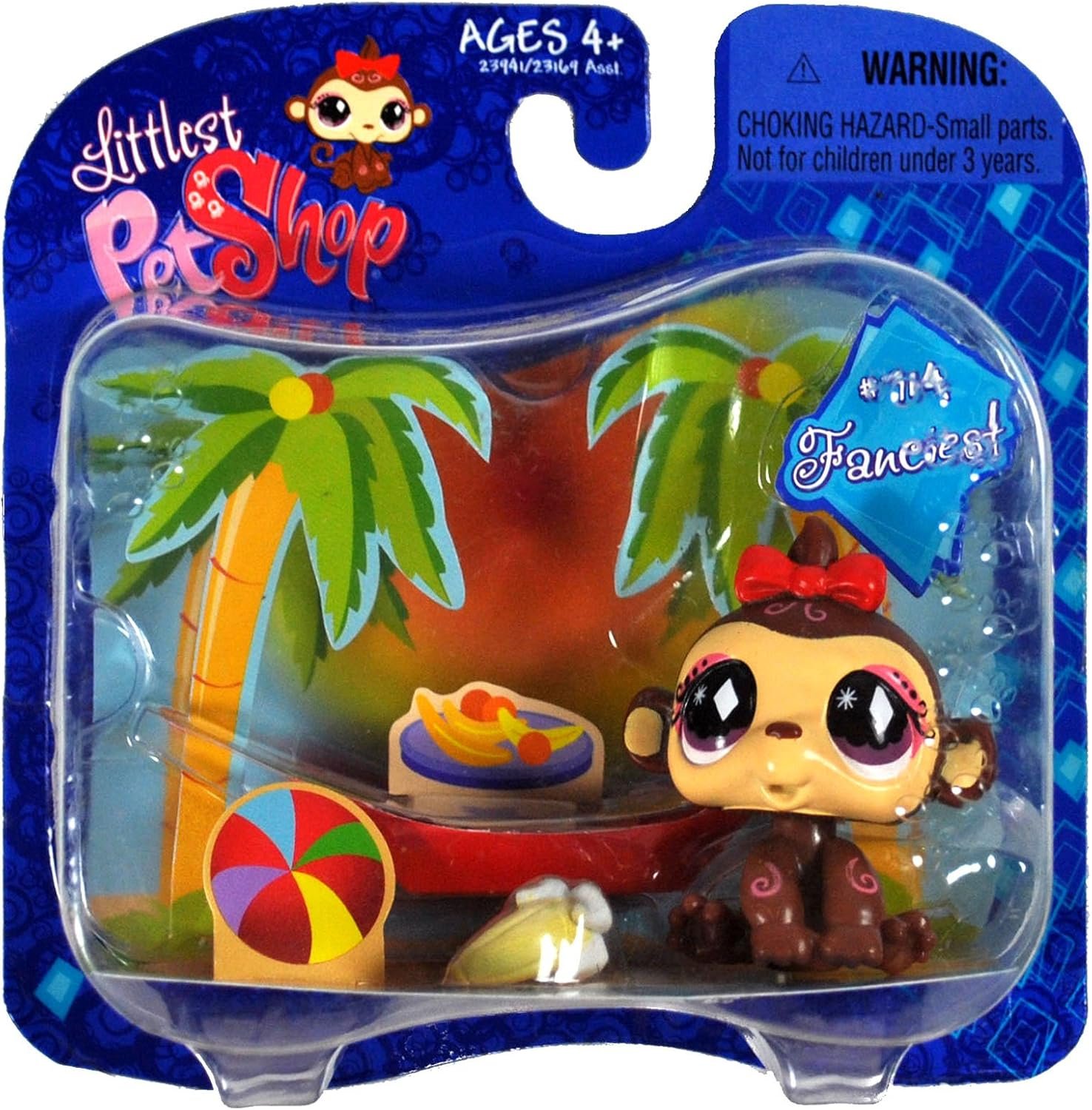 Littlest Pet Shop Exclusive Fanciest Single Pack Monkey (Red Bow and Banana)