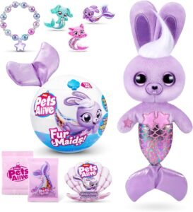 Pets Alive Furmaids by ZURU Mermaid Plush Interactive Lights Sounds Girls Toy (Purple Bunny)