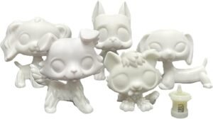 LPSCB 5pcs/Pack Bobble Head White Base for Painting Animal Toy Pet Shop Custom Collie Great Dane Dachshund Cocker Spaniel Puppy Blank Model DIY OOAK Paint Design