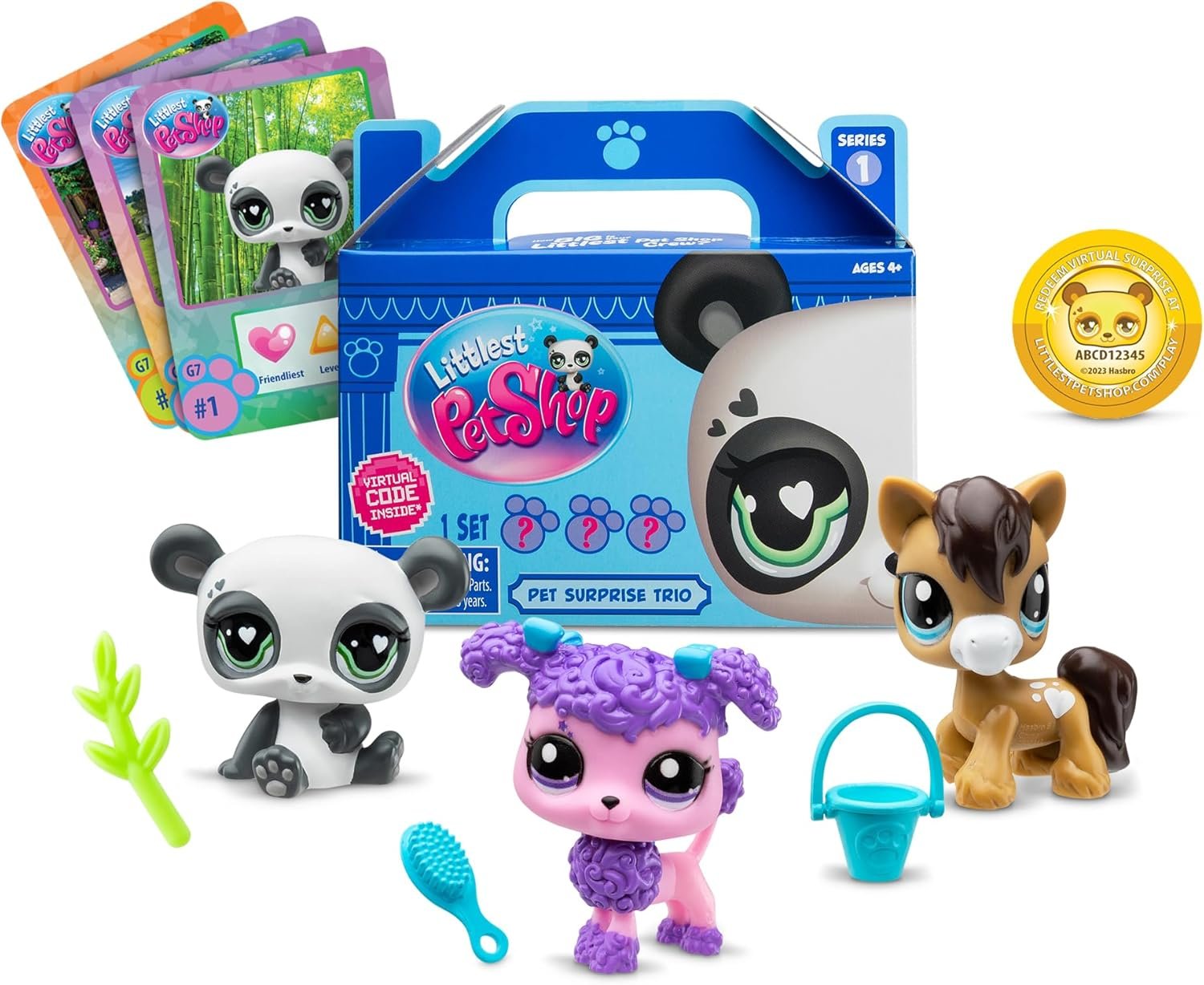 Littlest Pet Shop, Pet Surprise Three Pack - Gen 7, Pets #1 - #18, Authentic LPS Bobble Head Figure, Collectible Imagination Toy Animal, Kidults, Girls, Boys, Kids, Tweens Ages 4+